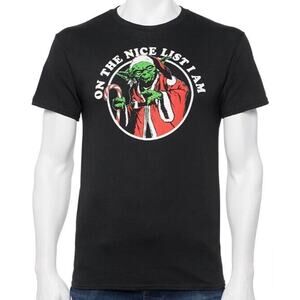 Star Wars Yoda T-Shirt Men's Medium Short Sleeve On The Nice List I Am Graphic